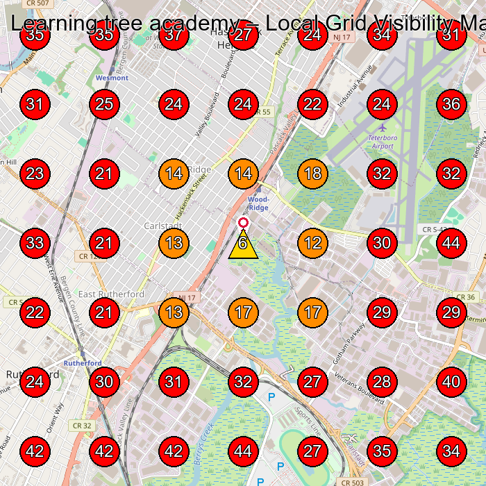Learning tree academy GeoGrid visibility map for Day Care Center in Carlstadt